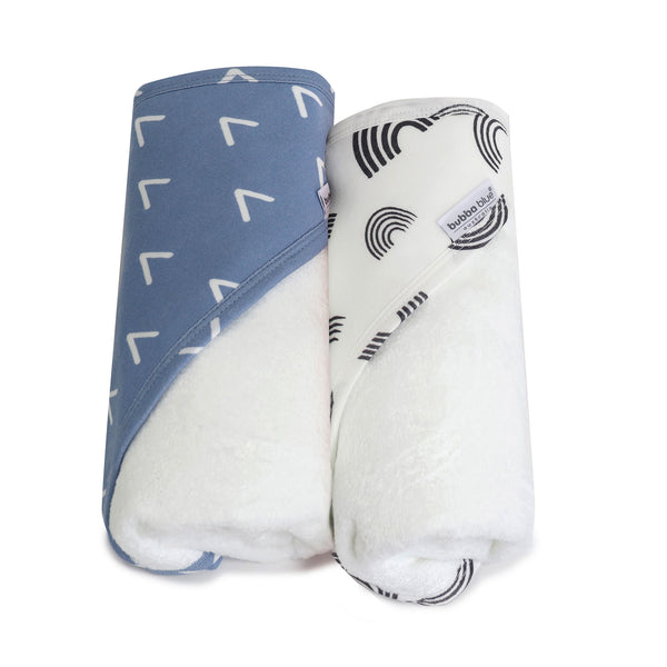 Nordic 2pk Hooded Towel Denim/White