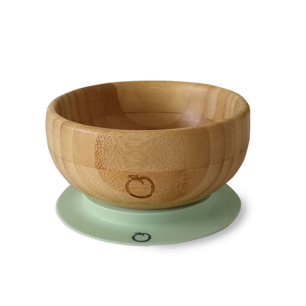 Plum Bamboo and Silicone Sippy Cup & Suction Bowl Bundle - Pesto & Olive