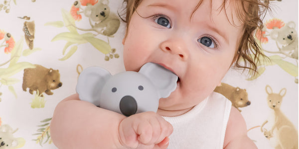 baby with bunny silicone teething toy