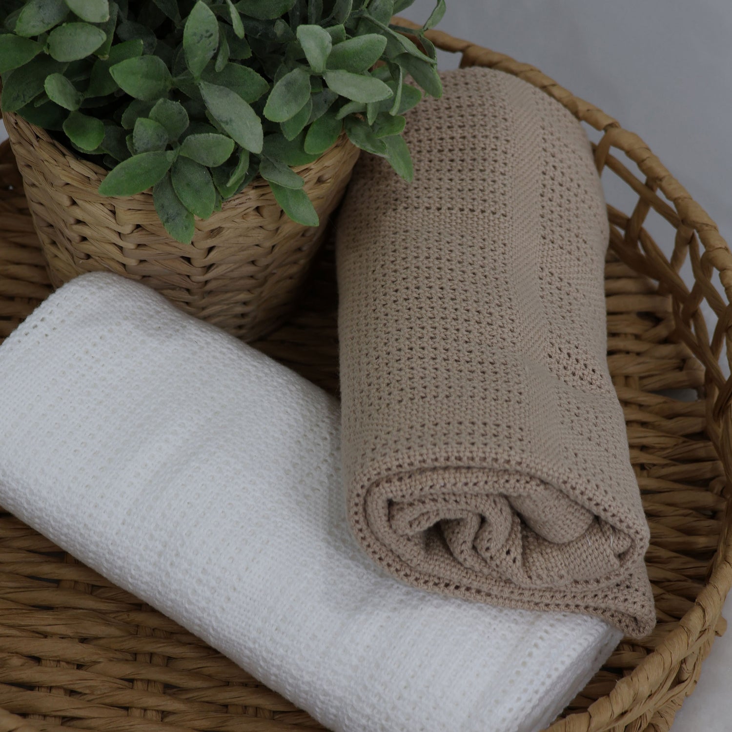 Organic Cotton 2pk Cellular Blanket - Chestnut - Bubba Blue Australia