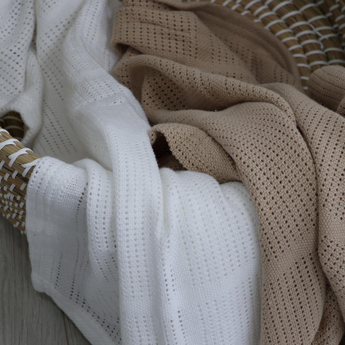 Organic Cotton 2pk Cellular Blanket - Chestnut - Bubba Blue Australia
