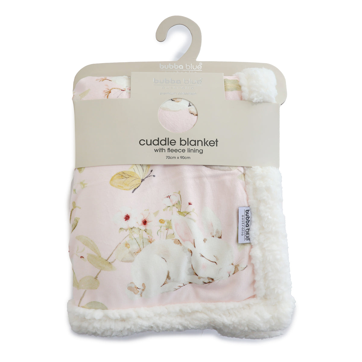 Sleeping Bunny Reversible Fleece Cuddle Blanket - Bubba Blue Australia