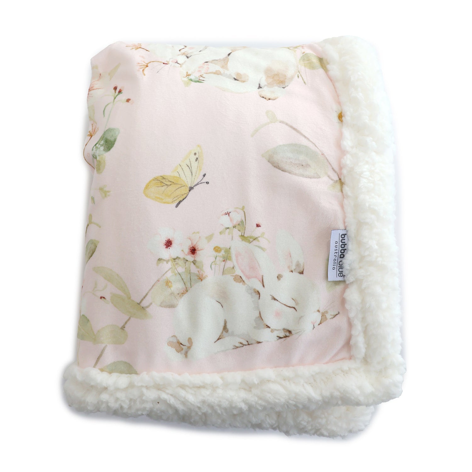 Sleeping Bunny Reversible Fleece Cuddle Blanket - Bubba Blue Australia
