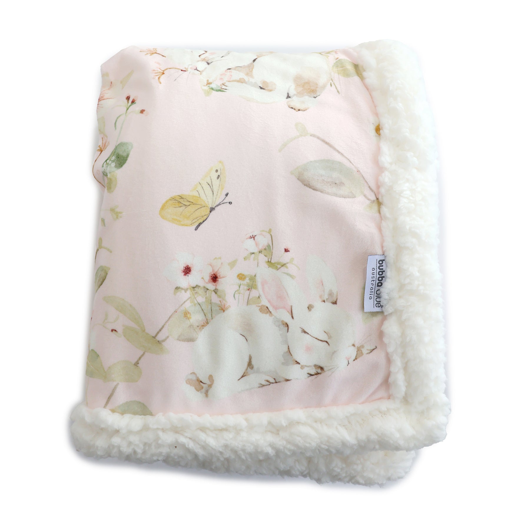 Sleeping Bunny Reversible Fleece Cuddle Blanket - Bubba Blue Australia