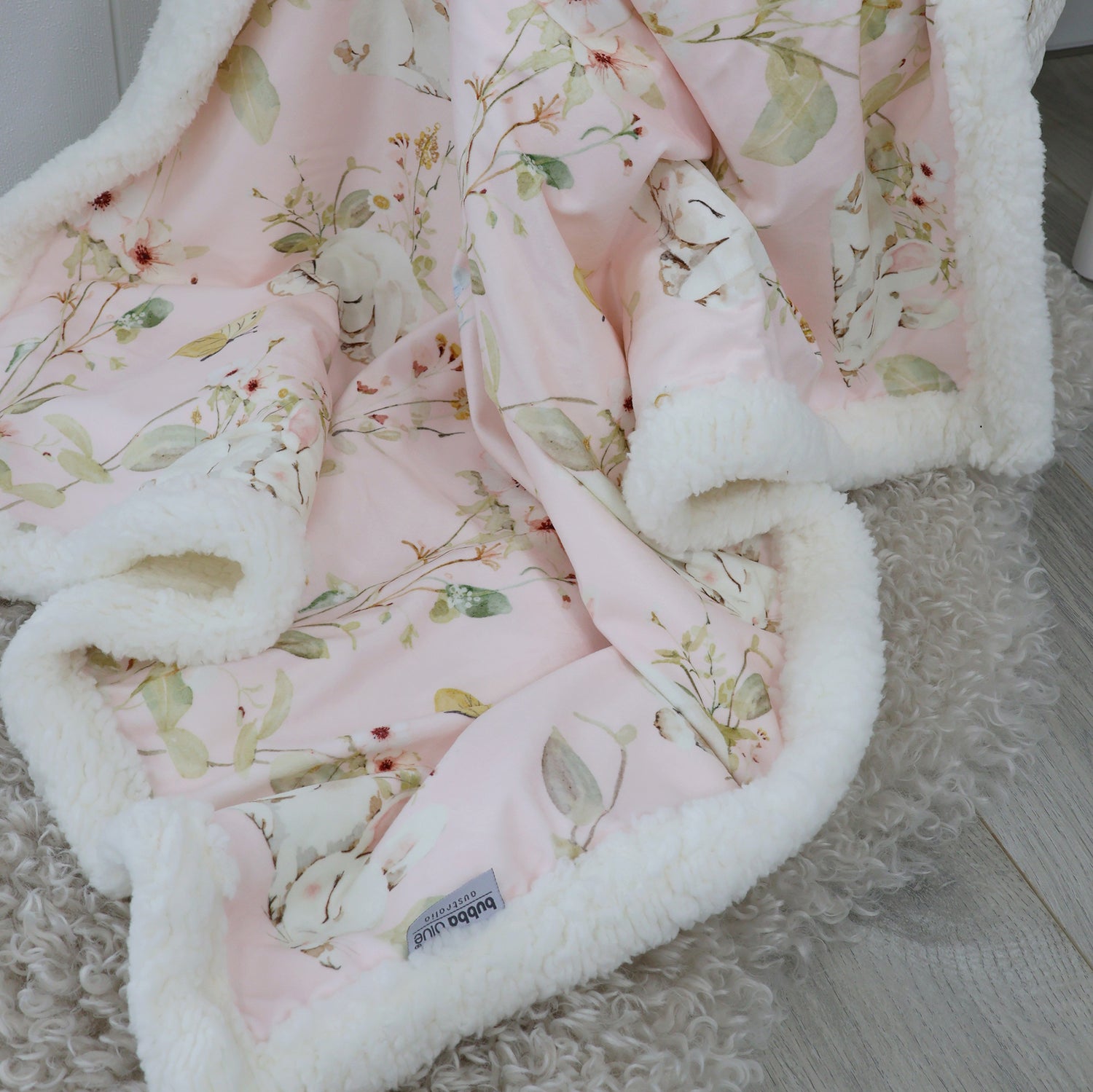 Sleeping Bunny Reversible Fleece Cuddle Blanket - Bubba Blue Australia