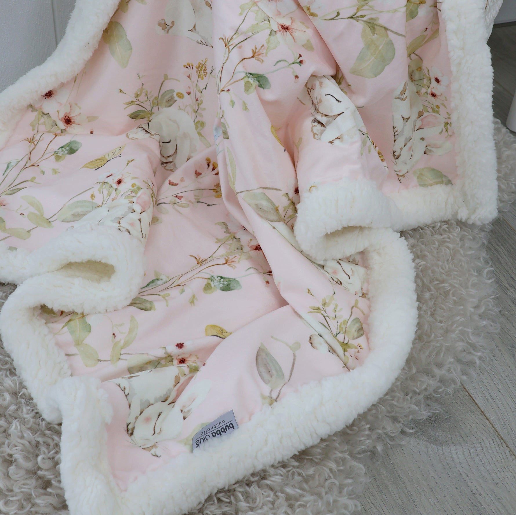 Sleeping Bunny Reversible Fleece Cuddle Blanket - Bubba Blue Australia
