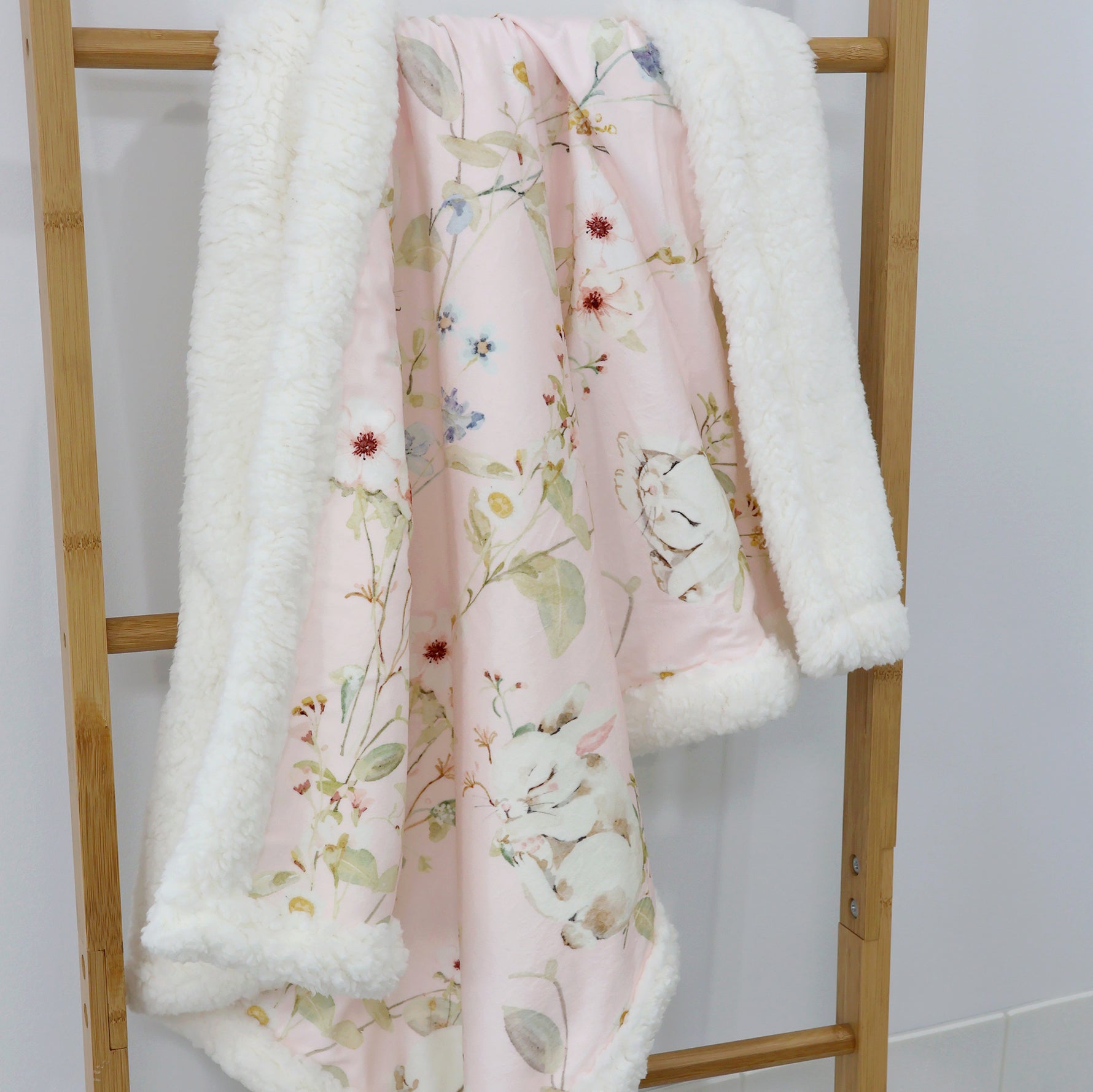 Sleeping Bunny Reversible Fleece Cuddle Blanket - Bubba Blue Australia