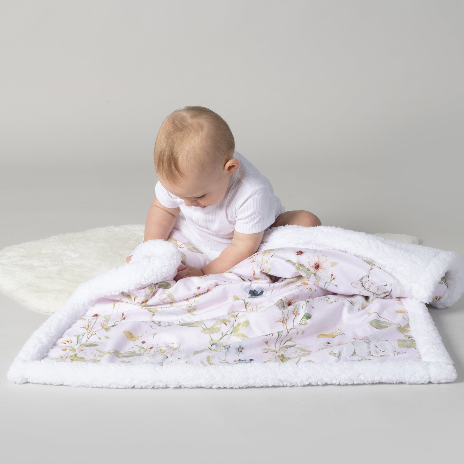 Sleeping Bunny Reversible Fleece Cuddle Blanket - Bubba Blue Australia