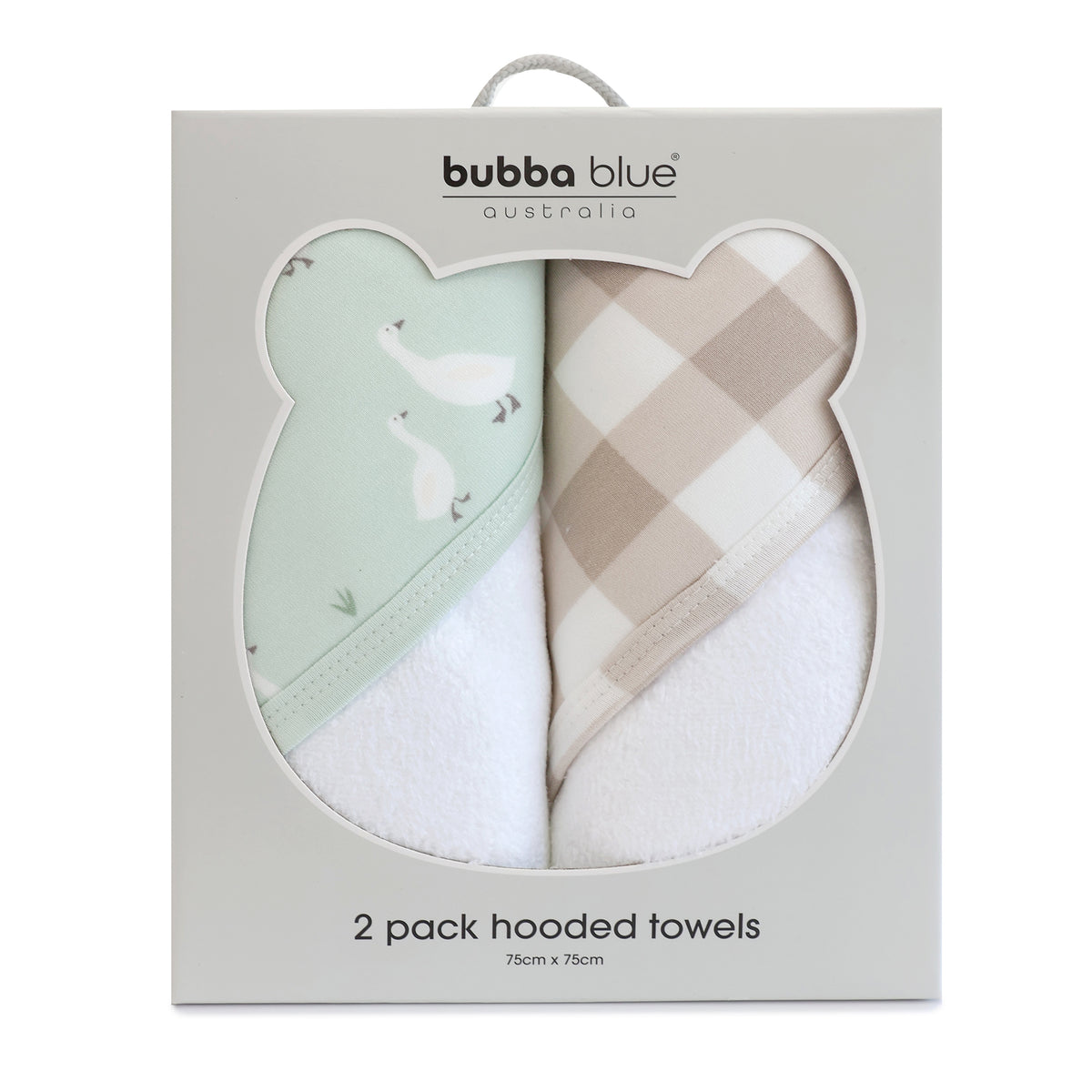 Provincial 2pk Hooded Towel - Olive/Taupe - Bubba Blue Australia