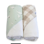 Provincial 2pk Hooded Towel - Olive/Taupe - Bubba Blue Australia