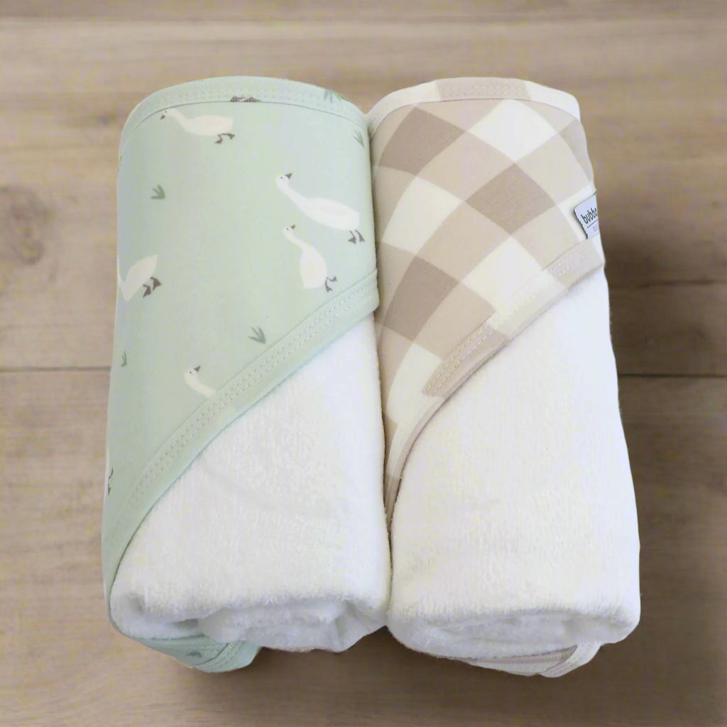 Provincial 2pk Hooded Towel - Olive/Taupe - Bubba Blue Australia