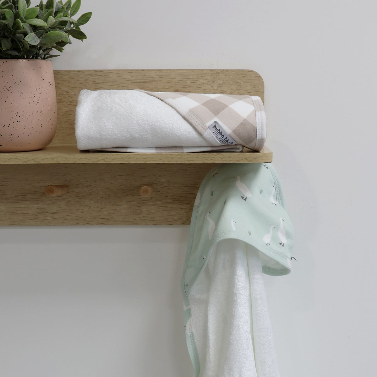 Provincial 2pk Hooded Towel - Olive/Taupe - Bubba Blue Australia