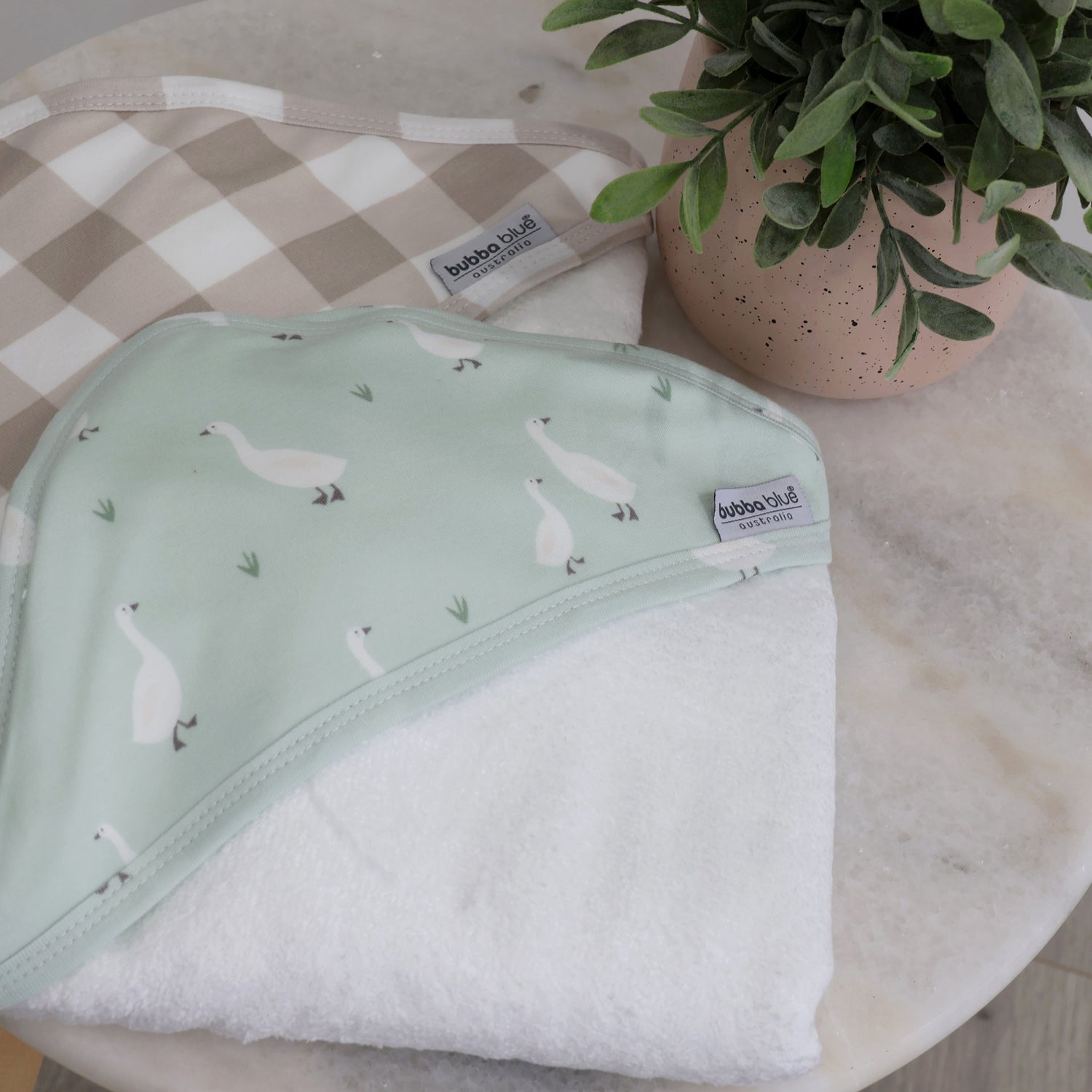 Provincial 2pk Hooded Towel - Olive/Taupe - Bubba Blue Australia