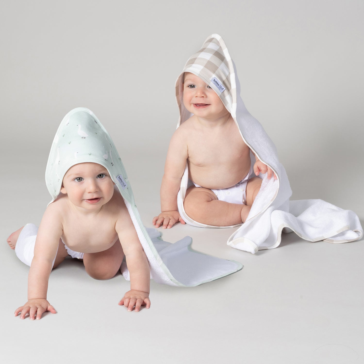 Provincial 2pk Hooded Towel - Olive/Taupe - Bubba Blue Australia