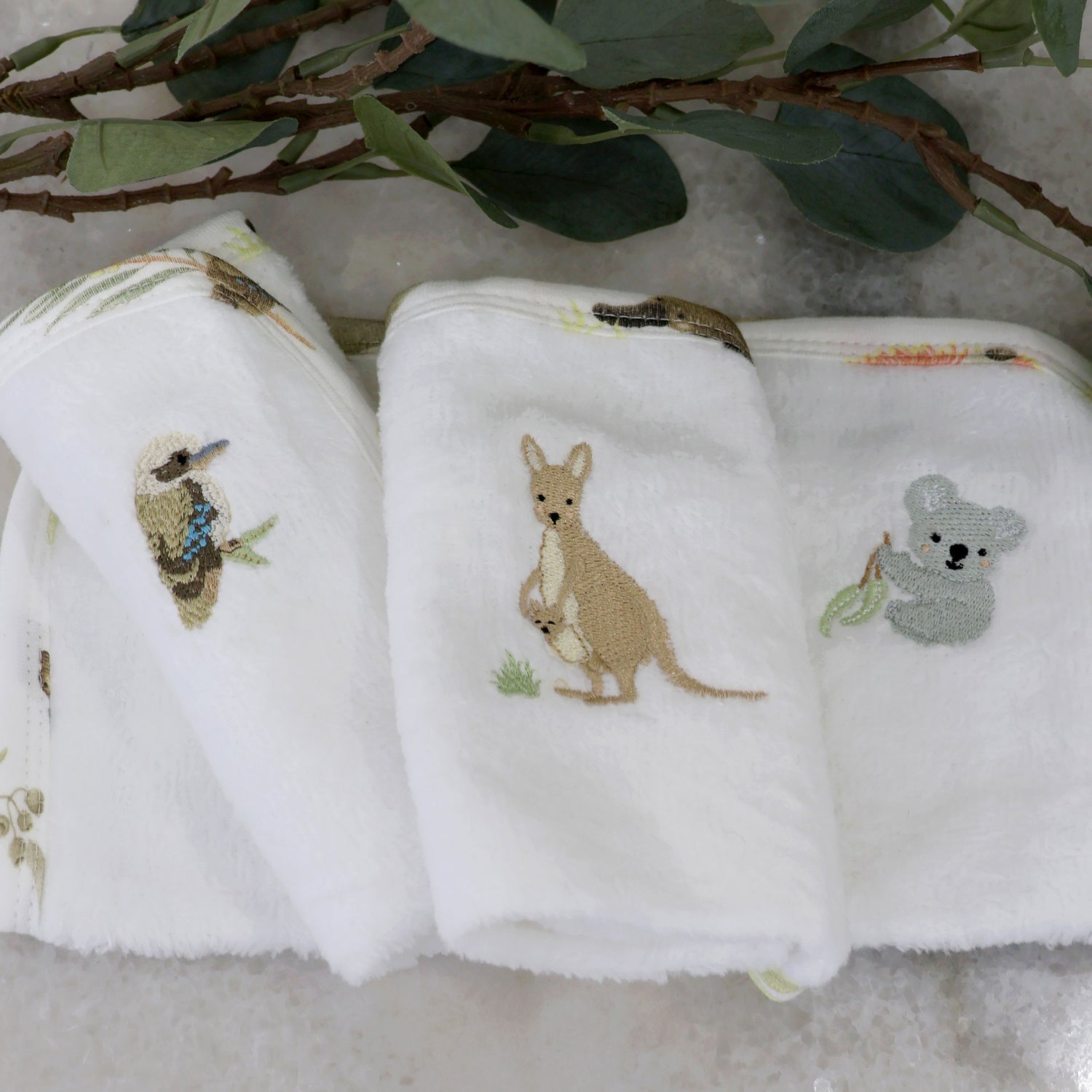 Aussie Animals 3pk Wash Cloths - Bubba Blue Australia