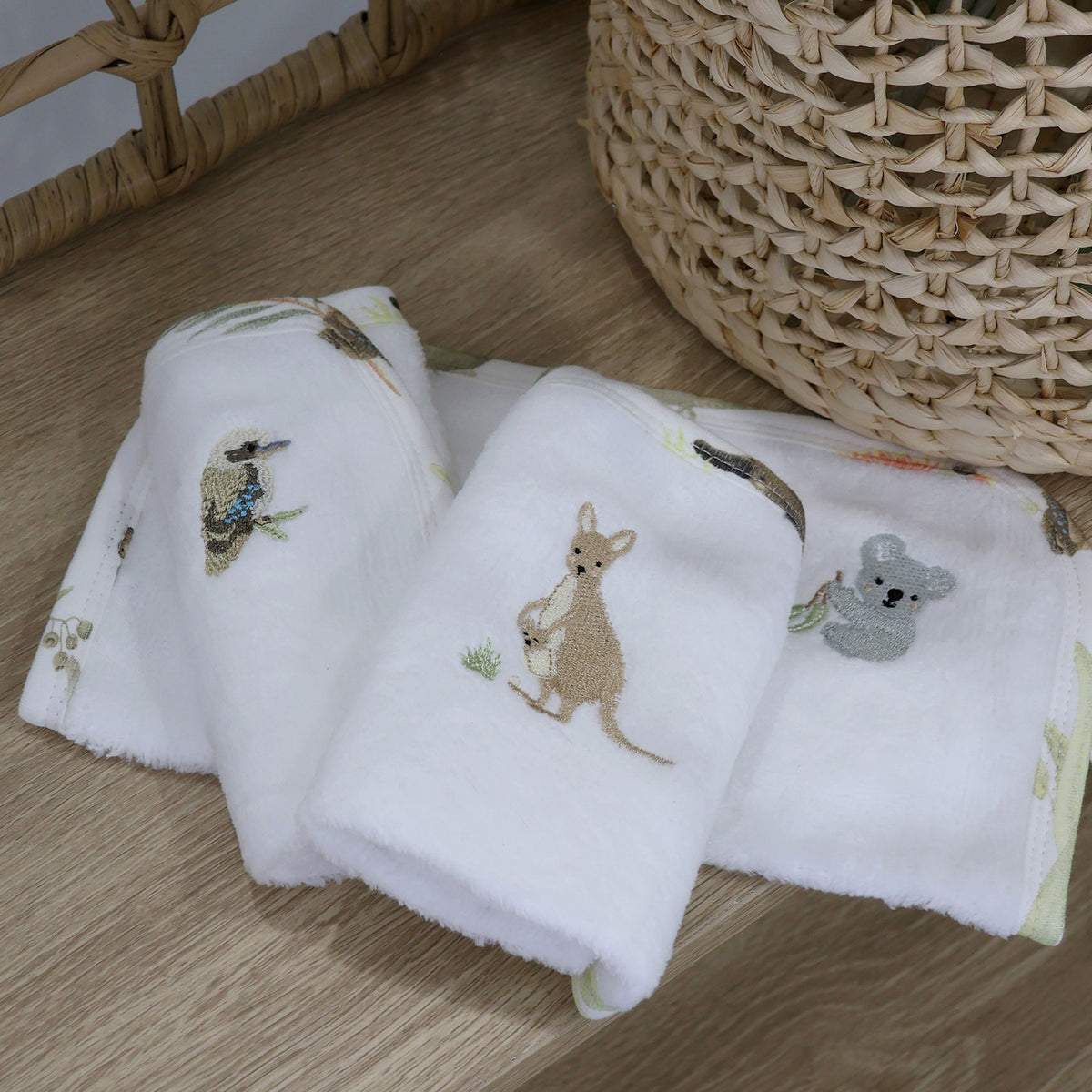 Aussie Animals 3pk Wash Cloths - Bubba Blue Australia