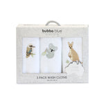 Aussie Animals 3pk Wash Cloths - Bubba Blue Australia