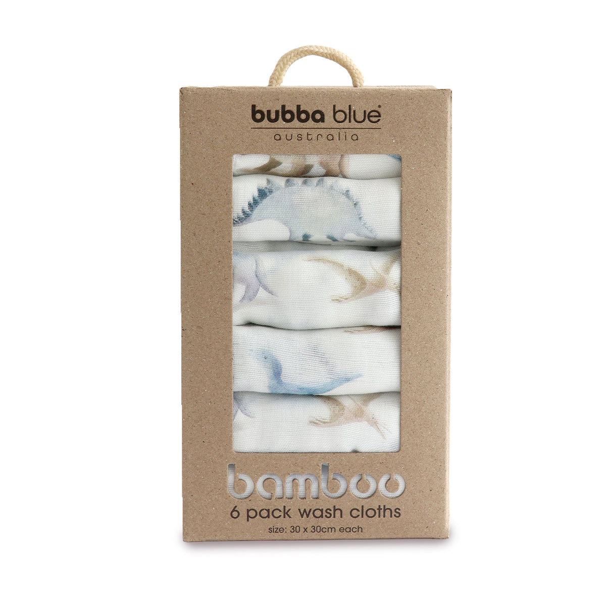 Jurassic Bamboo 6pk Muslin Face Washers - Bubba Blue Australia
