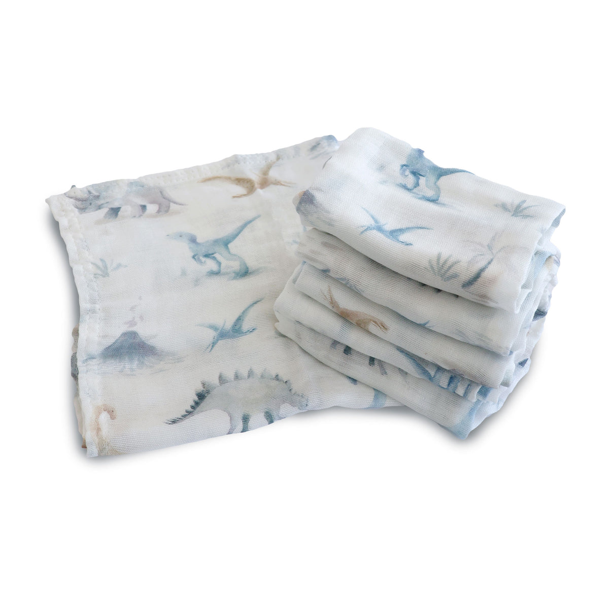 Jurassic Bamboo 6pk Muslin Face Washers - Bubba Blue Australia