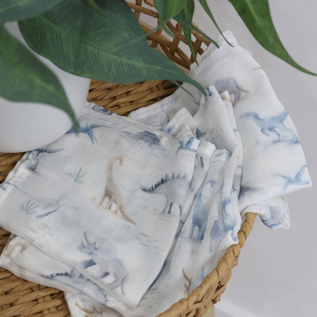 Jurassic Bamboo 6pk Muslin Face Washers - Bubba Blue Australia
