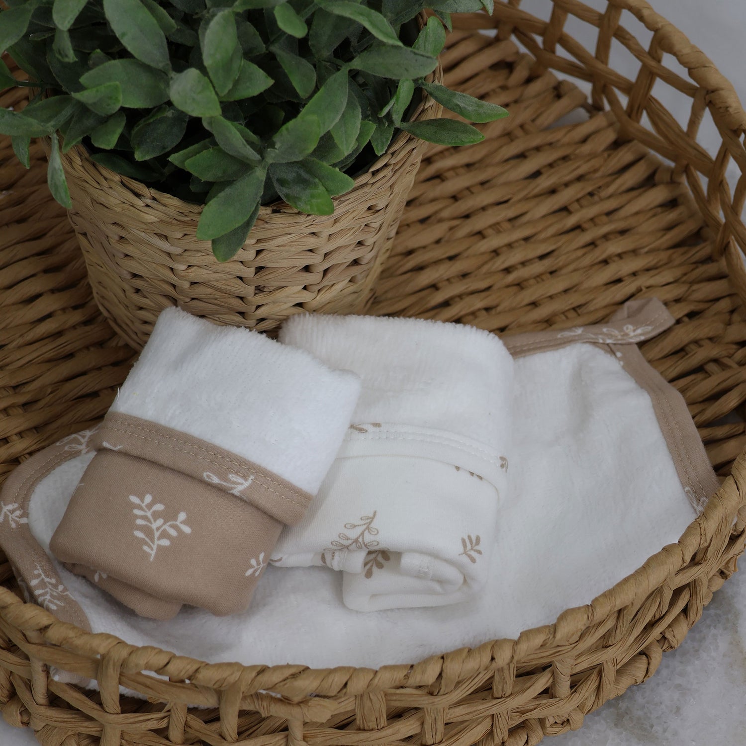 Organic Cotton 3pk Wash Cloths - Chestnut - Bubba Blue Australia