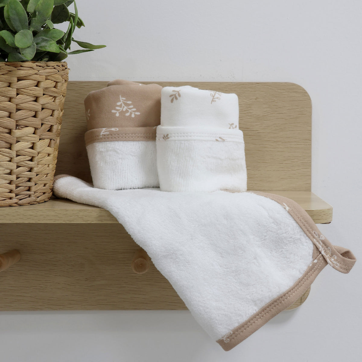 Organic Cotton 3pk Wash Cloths - Chestnut - Bubba Blue Australia