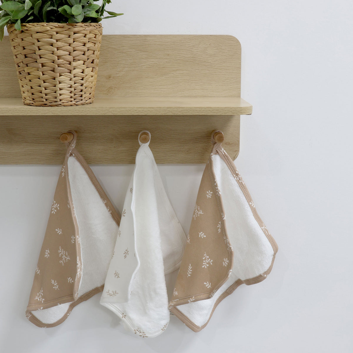 Organic Cotton 3pk Wash Cloths - Chestnut - Bubba Blue Australia