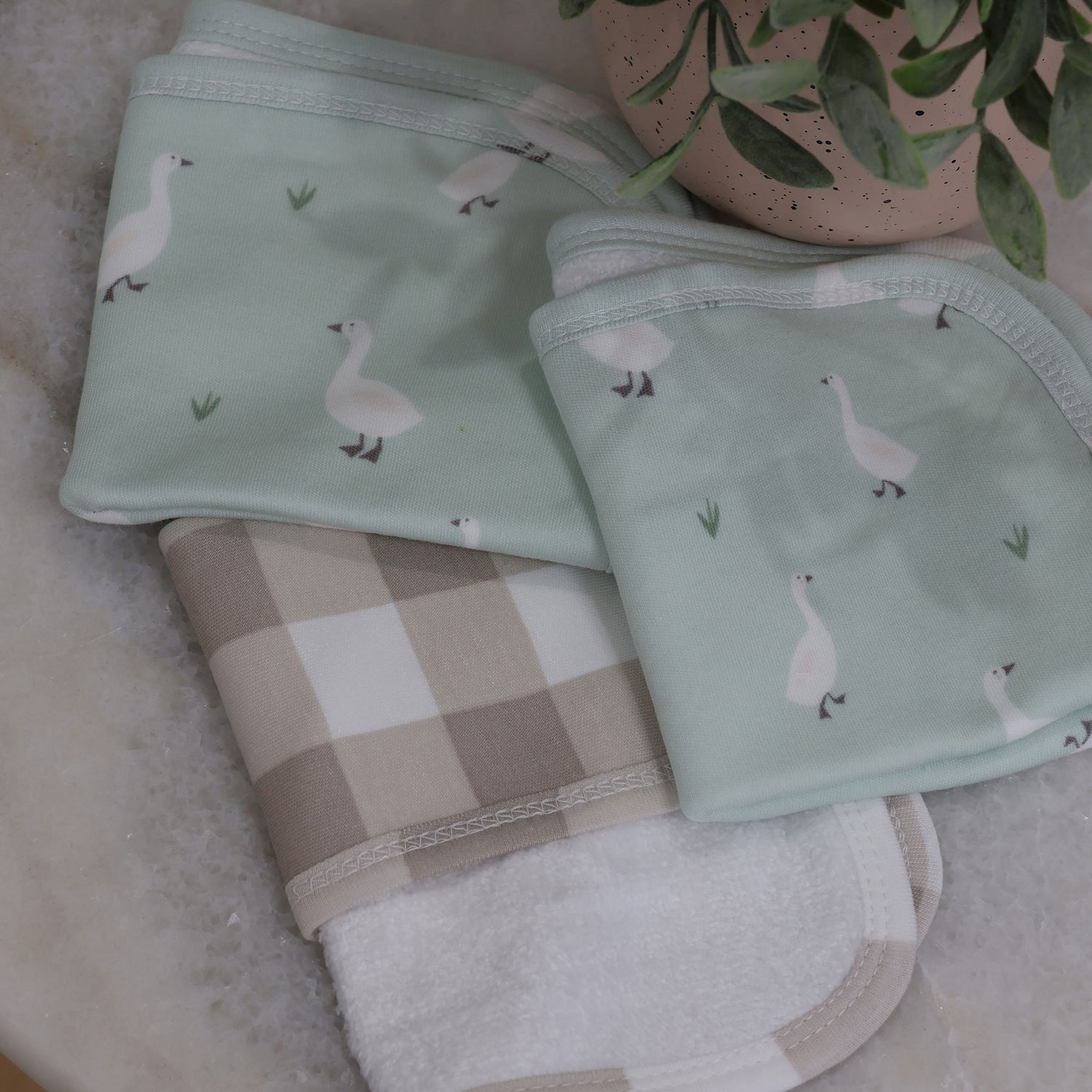 Provincial 3pk Wash Cloth - Olive/Taupe - Bubba Blue Australia