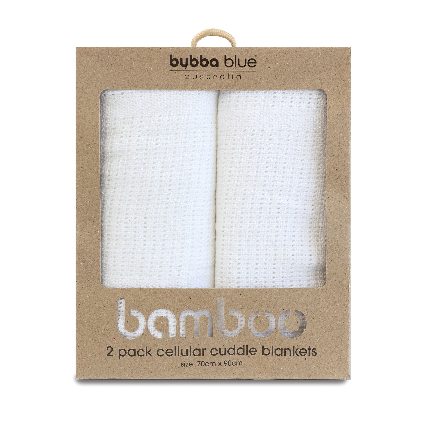 Bamboo White 2pk Cellular Blankets - Bubba Blue Australia