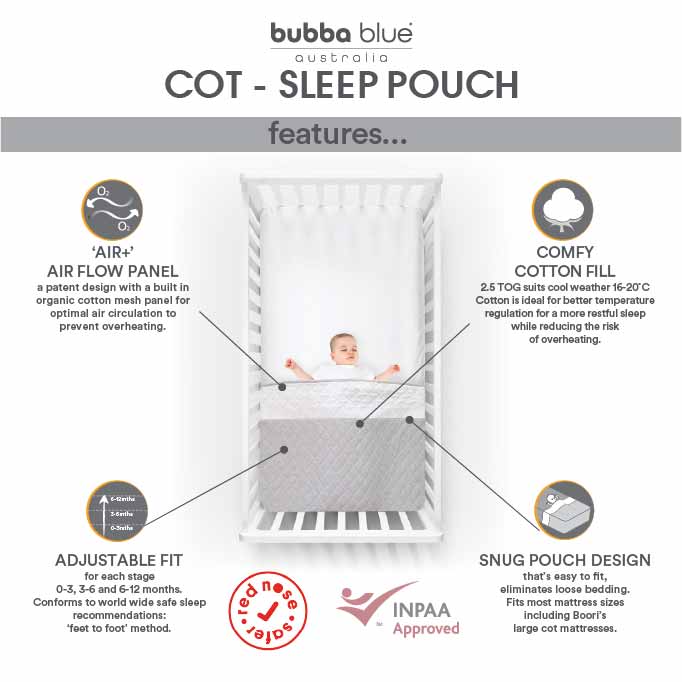 Nordic 2.5 TOG Sleep Pouch Standard Cot - Sand - Bubba Blue Australia
