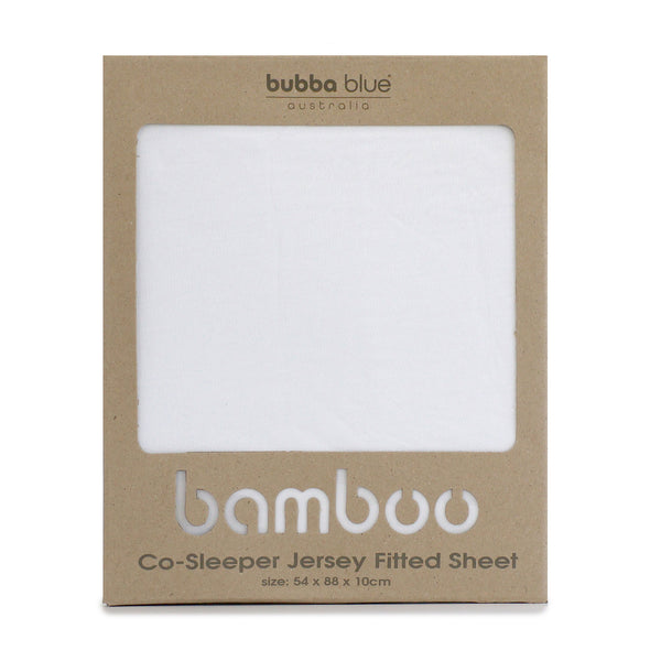 Bamboo White Co-sleeper Jersey Fitted sheet - Bubba Blue Australia