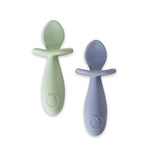 Plum Silicone 2pk Easy Grip Spoon Set- Olive/Steel Blue - Bubba Blue Australia