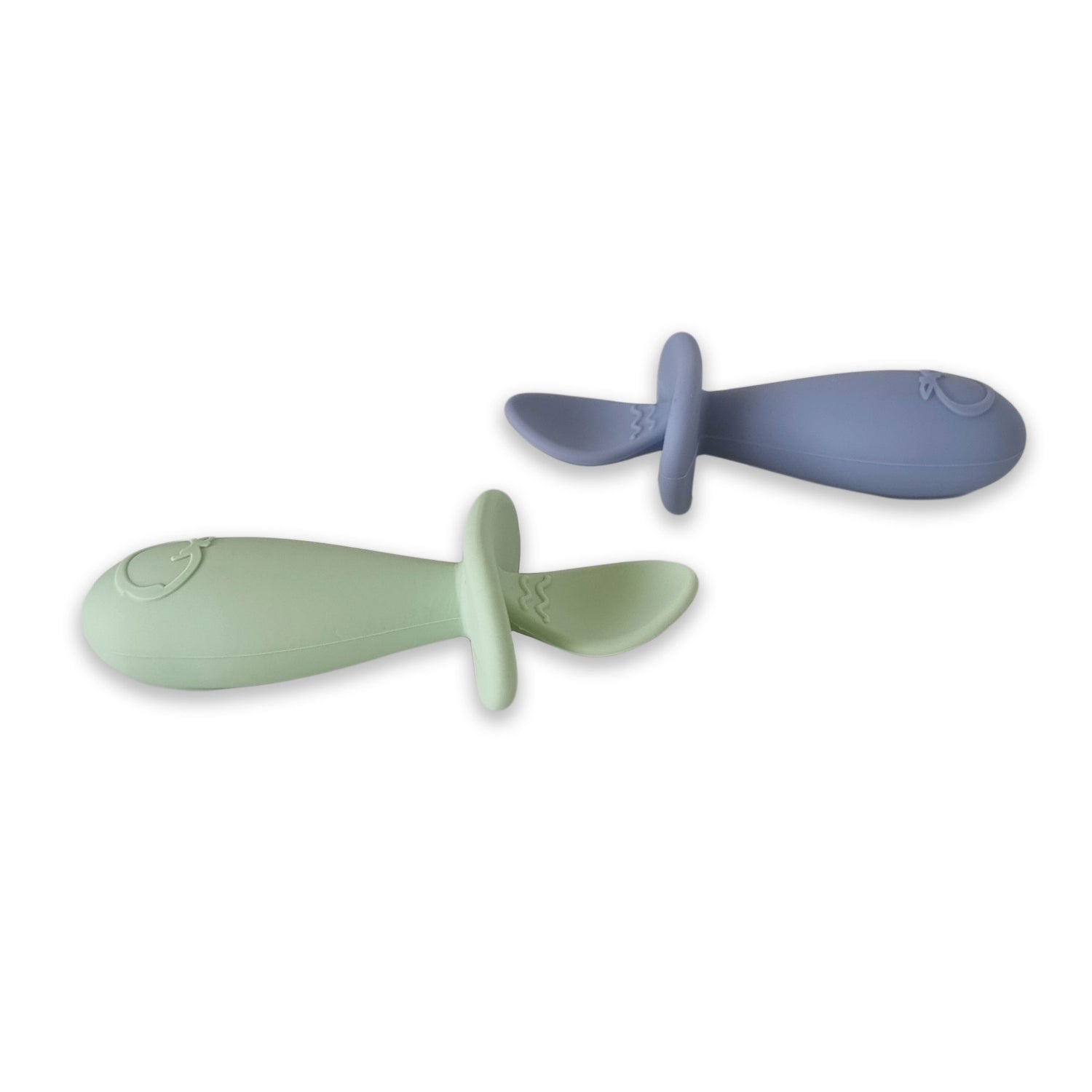 Plum Silicone 2pk Easy Grip Spoon Set- Olive/Steel Blue - Bubba Blue Australia