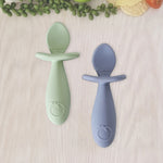 Plum Silicone 2pk Easy Grip Spoon Set- Olive/Steel Blue - Bubba Blue Australia
