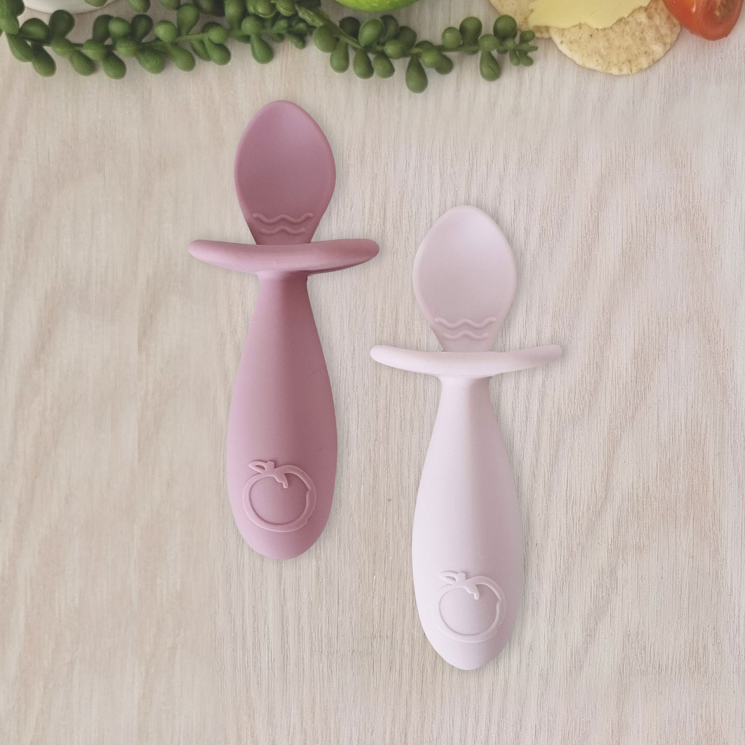 Plum Silicone 2pk Easy Grip Spoon Set- Dusty Berry/Rose - Bubba Blue Australia