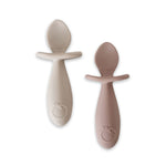 Plum Silicone 2pk Easy Grip Spoon Set- Sand/Nutmeg - Bubba Blue Australia