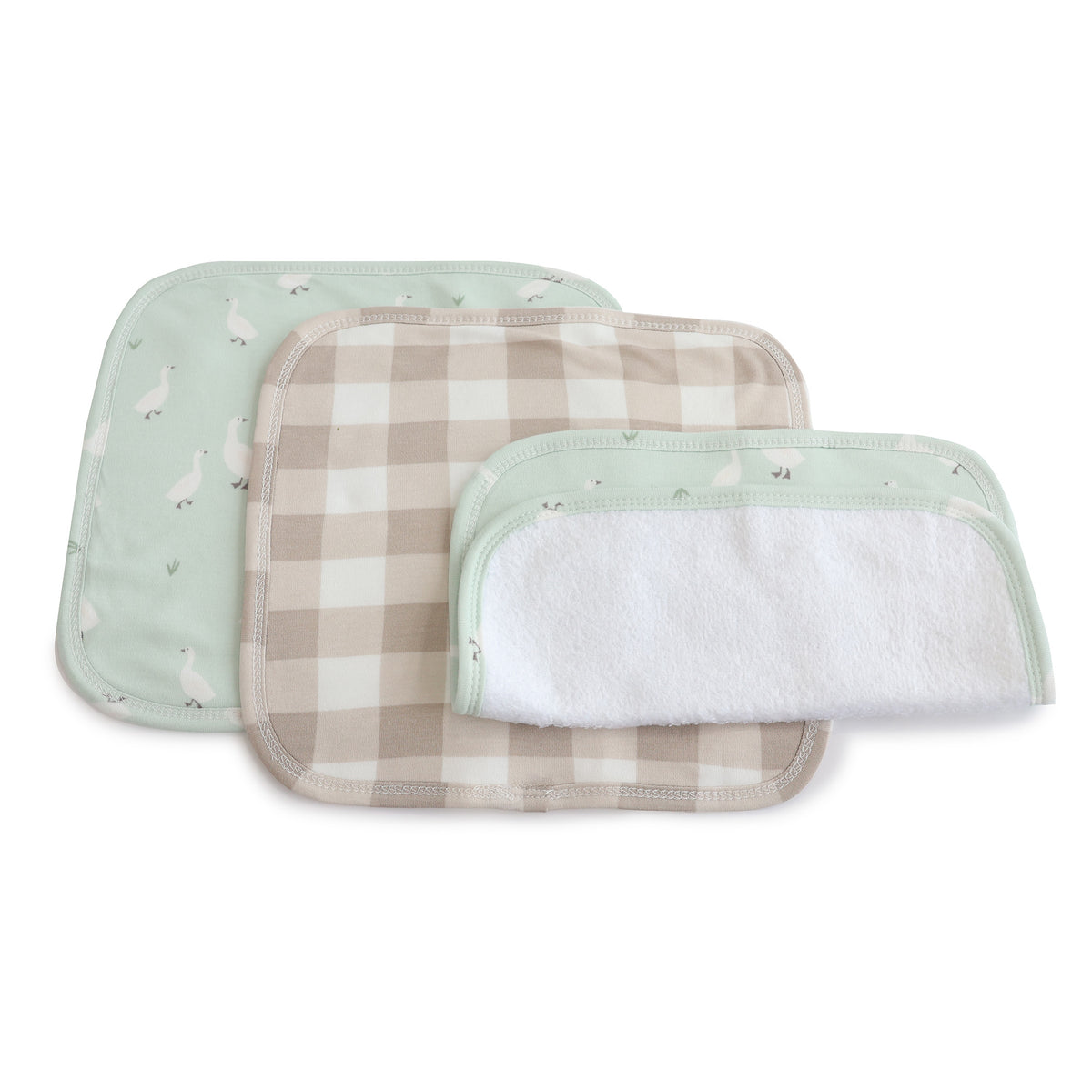 Provincial 3pk Wash Cloth - Olive/Taupe - Bubba Blue Australia