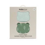 Nordic 2pk Jersey Co Sleeper/Bedside Sleeper Fitted Sheets Avocado/Forest - Bubba Blue Australia