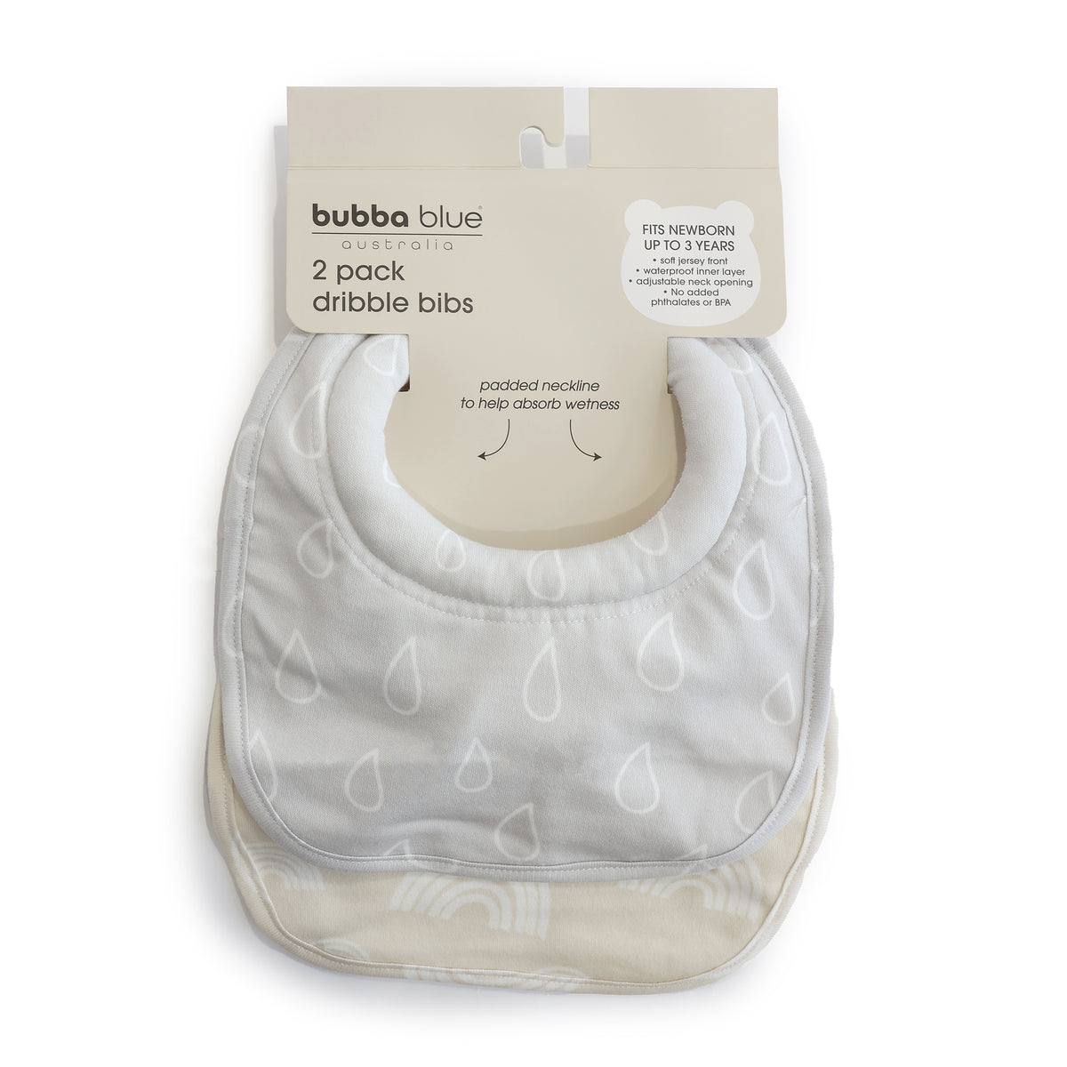Nordic 2pk Dribble Bibs Grey/Sand - Bubba Blue Australia
