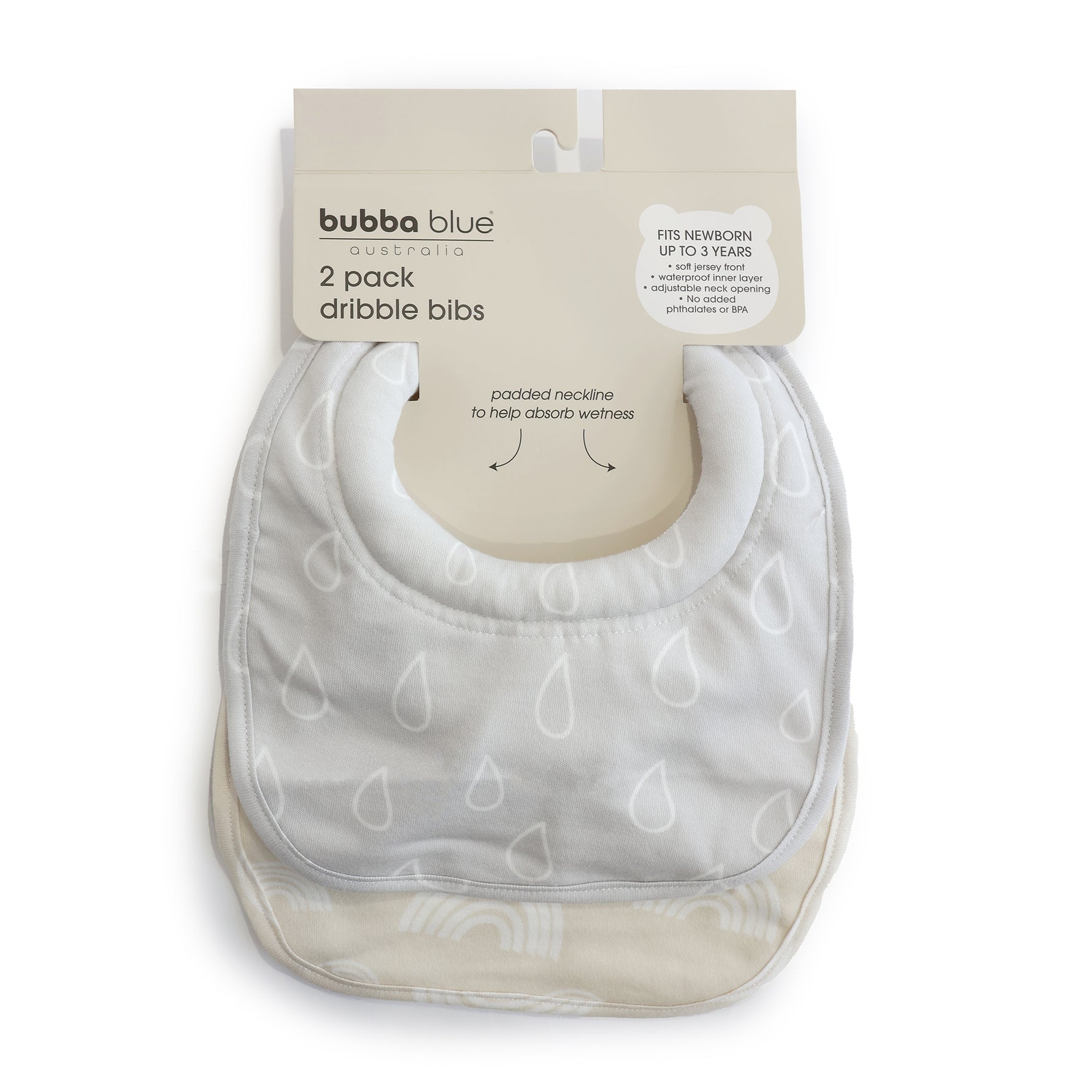 Nordic 2pk Dribble Bibs Grey/Sand - Bubba Blue Australia