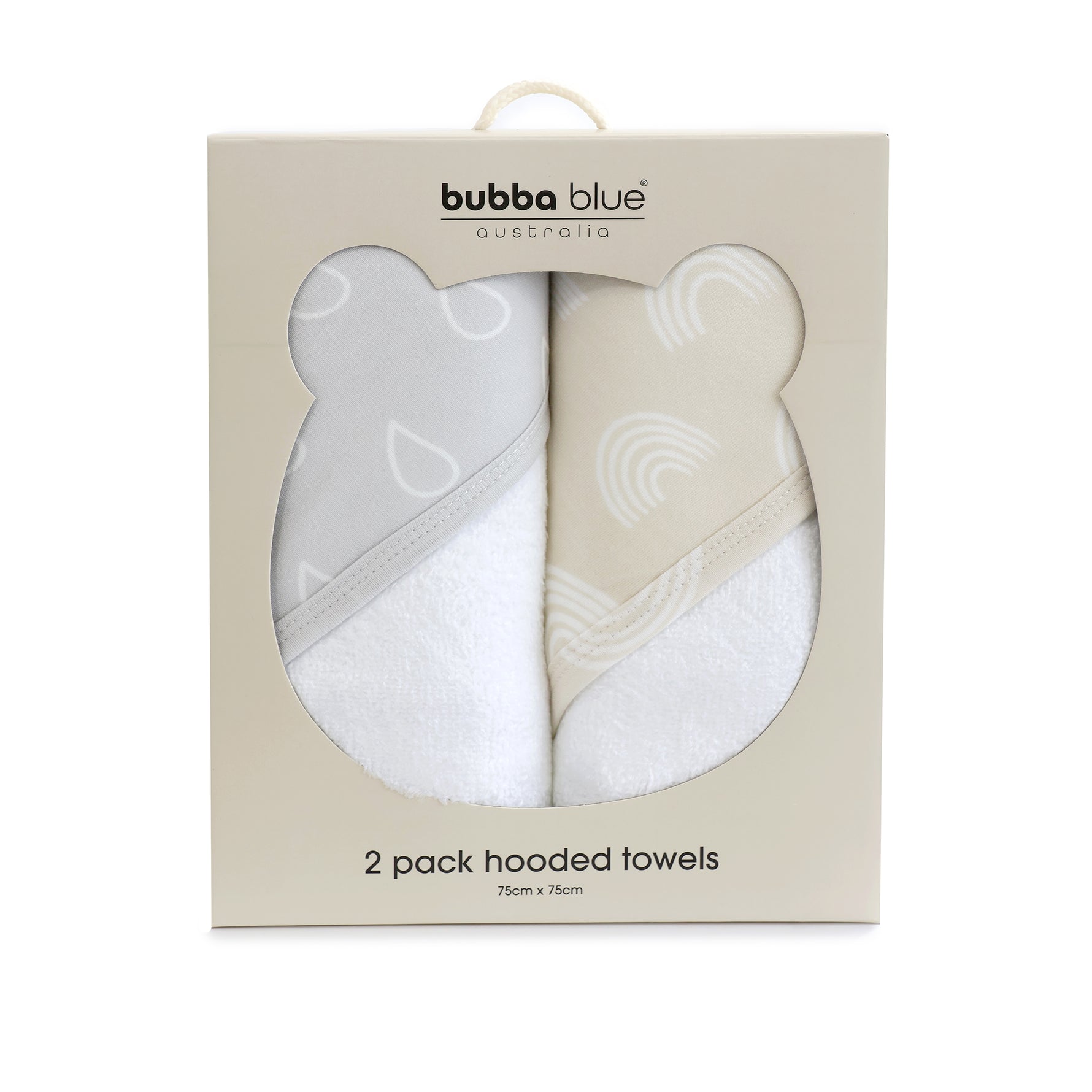 Nordic 2pk Hooded Towels Grey/Sand - Bubba Blue Australia