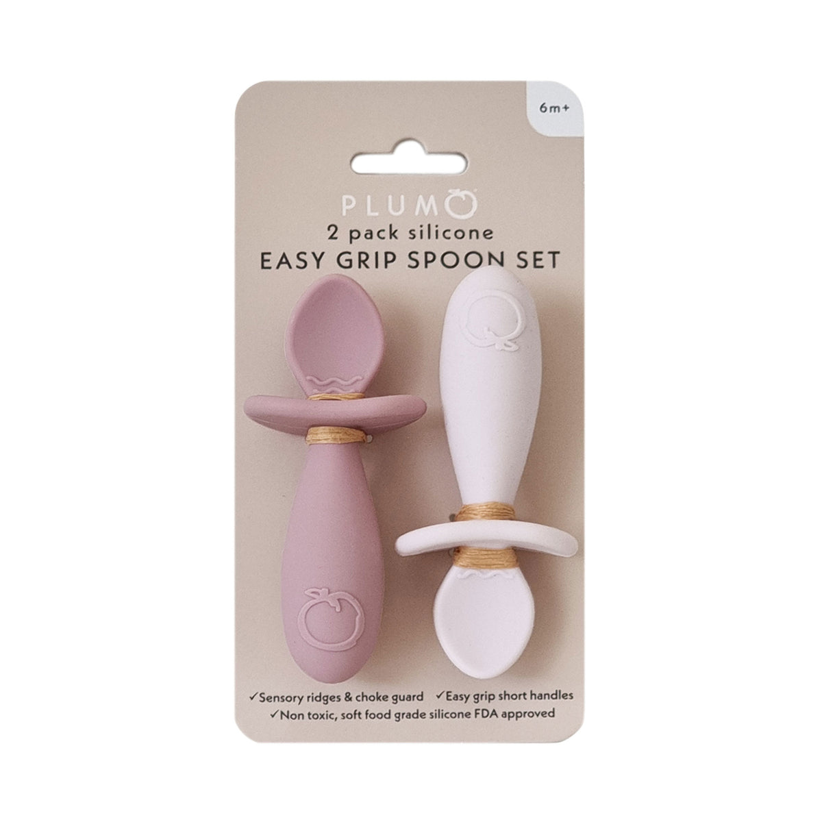 Plum Silicone 2pk Easy Grip Spoon Set- Dusty Berry/Rose - Bubba Blue Australia