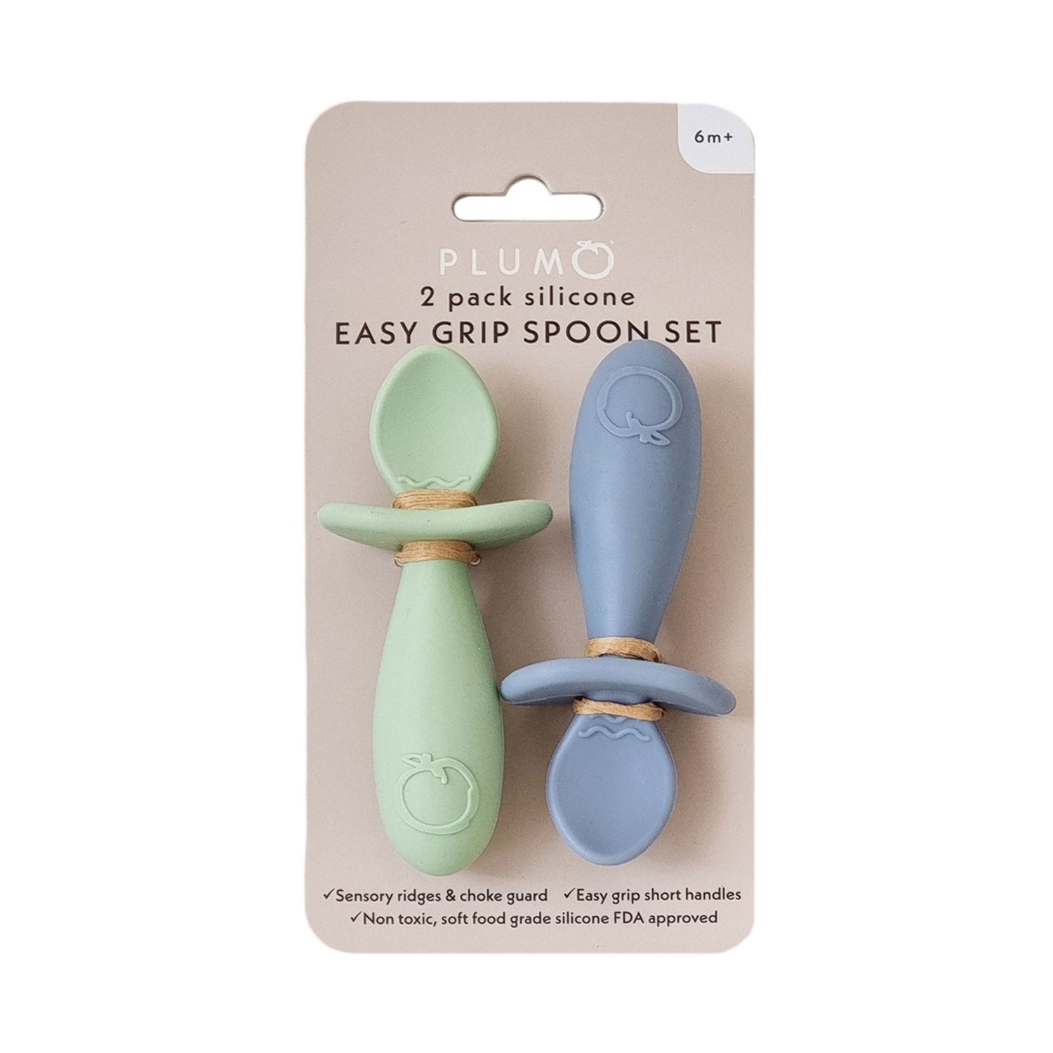 Plum Silicone 2pk Easy Grip Spoon Set- Olive/Steel Blue - Bubba Blue Australia