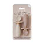 Plum Silicone 2pk Easy Grip Spoon Set- Sand/Nutmeg - Bubba Blue Australia
