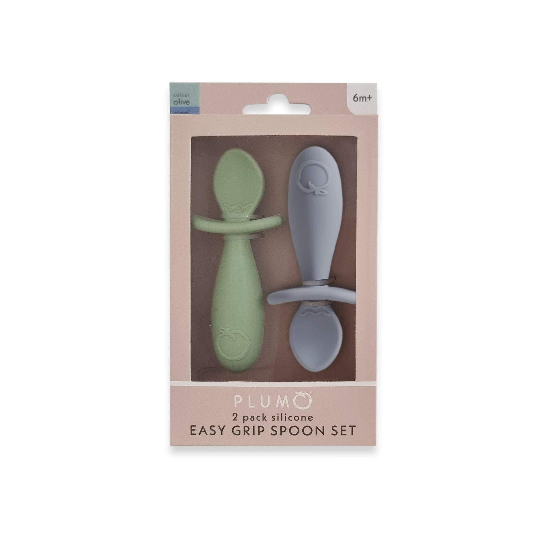 Plum Silicone 2pk Easy Grip Spoon Set- Olive/Steel Blue - Bubba Blue Australia