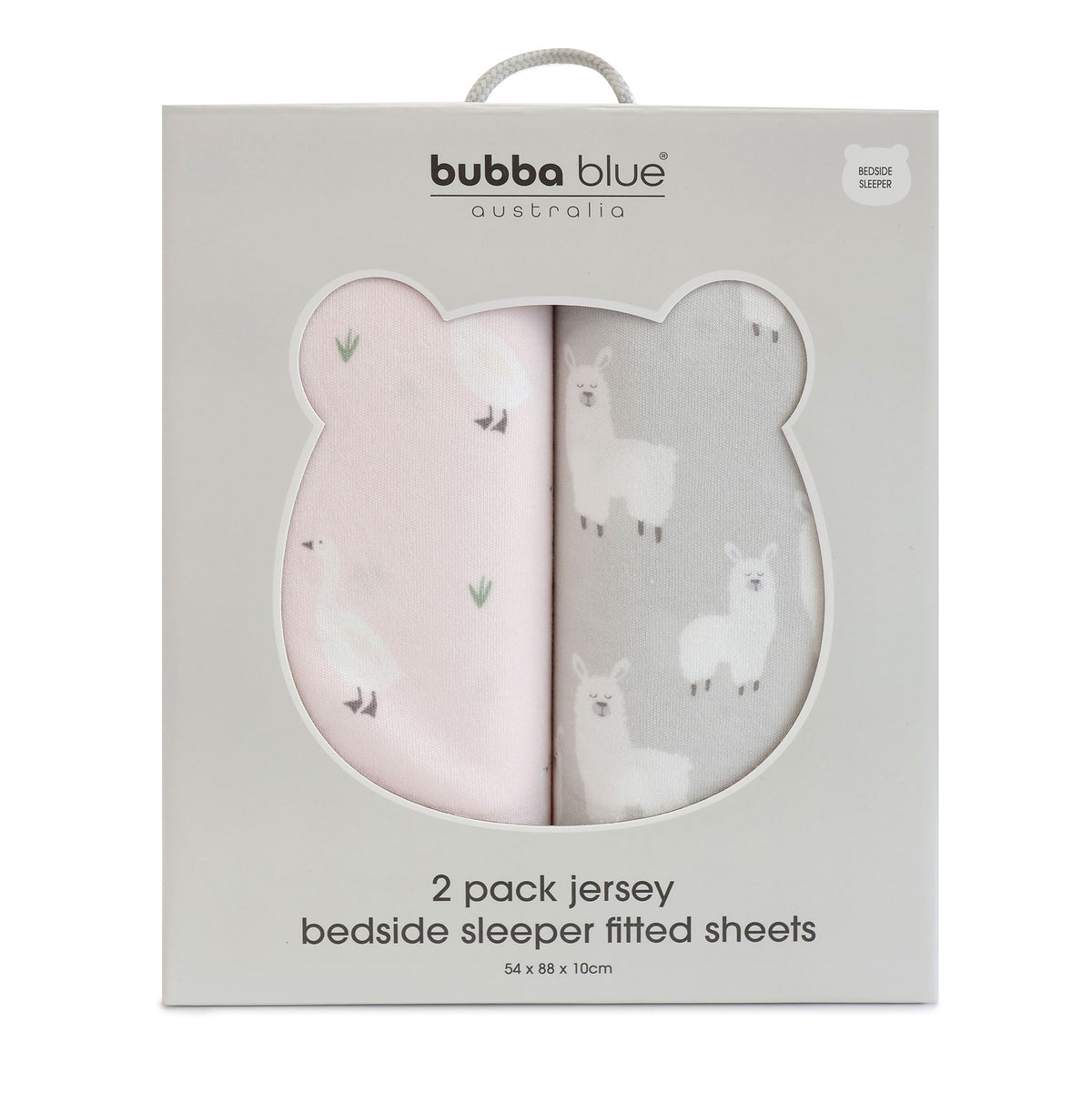 Provincial 2pk Jersey Co Sleeper/Bedside Sleeper Fitted Sheets - Blush/Grey - Bubba Blue Australia
