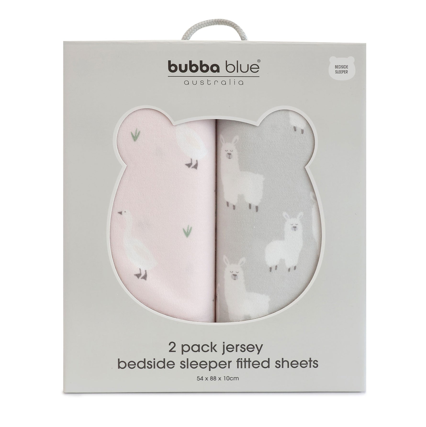 Provincial 2pk Jersey Co Sleeper/Bedside Sleeper Fitted Sheets - Blush/Grey - Bubba Blue Australia