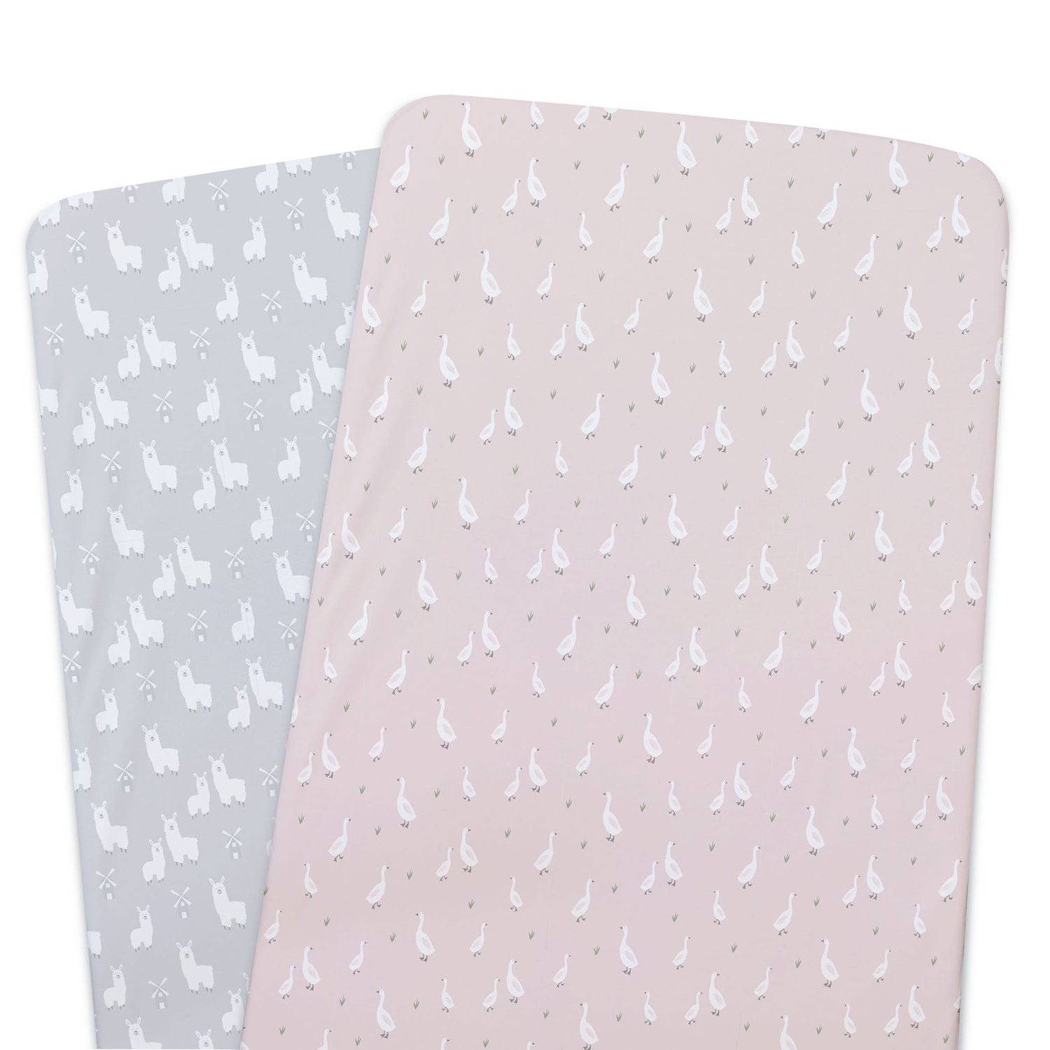 Provincial 2pk Jersey Co Sleeper/Bedside Sleeper Fitted Sheets - Blush/Grey - Bubba Blue Australia