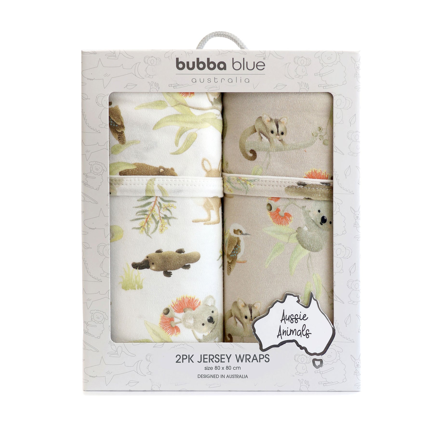 Aussie Animals 2pk Jersey Wraps - Bubba Blue Australia