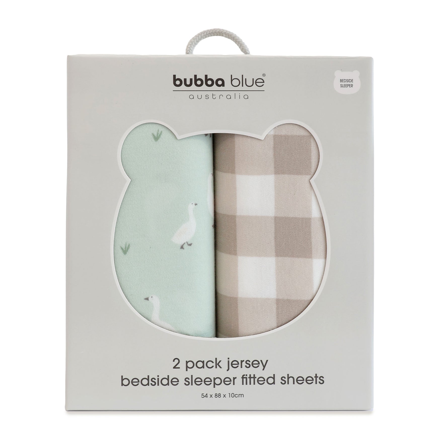 Provincial 2pk Jersey Co Sleeper/Bedside Sleeper Fitted Sheets - Olive/Taupe - Bubba Blue Australia